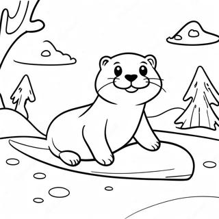 Coloracao De Lontra Engracada Deslizando No Gelo 36696 8026