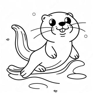 Coloracao De Lontra Engracada Deslizando No Gelo 36696 8027