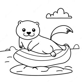 Coloracao De Lontra Engracada Deslizando No Gelo 36696 8028