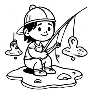 Menino Nativo Americano Pescando Pagina Para Colorir Páginas Para Colorir
