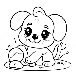 Pagina Para Colorir De Cachorrinho Fofo Brincando Com Bola 3828-3