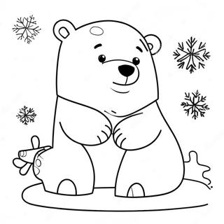 Lindo Urso Polar Com Flocos De Neve Pagina Para Colorir 40092-8754