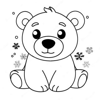 Lindo Urso Polar Com Flocos De Neve Pagina Para Colorir 40092-8756