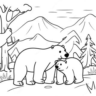 Pagina Para Colorir Da Familia De Ursos Polares Em Uma Paisagem Nevada 40095-8766