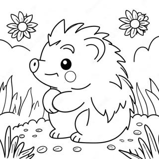 Fofo Ourico Em Um Jardim De Flores Pagina Para Colorir 41176-8995