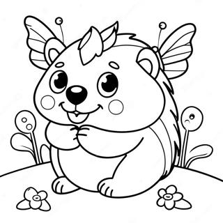 Ourico Feliz Com Uma Borboleta Pagina Para Colorir 41177-8997