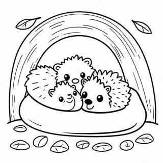 Familia De Ouricos Em Uma Toca Aconchegante Pagina Para Colorir 41180-9010