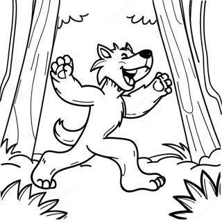 Lobo Mau Dancando Na Floresta Pagina Para Colorir 44976-9847