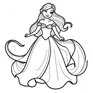 Pagina Para Colorir Da Ariel Em Um Vestido Bonito 4650 1748