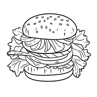 Pagina Para Colorir Do Hamburguer Vegetariano Com Alface Fresca 46808-10248