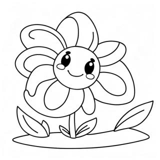 Flor De Desenho Animado Fofo Pagina Para Colorir 468-1105