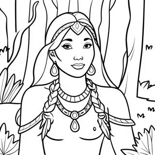 Pagina Para Colorir De Pocahontas Em Uma Floresta Colorida 48264-10550