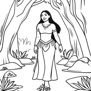 Pagina Para Colorir De Pocahontas Em Uma Floresta Colorida 48264-10551