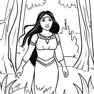 Pagina Para Colorir De Pocahontas Em Uma Floresta Colorida 48264-10552