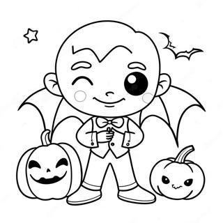 Pagina Para Colorir Do Fofo Vampiro Com Uma Abobora 48702-10652