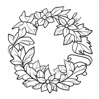 Guirlanda De Natal Elegante Com Folhas De Azevinho Pagina Para Colorir 49439-10827