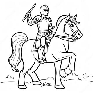 Pagina Para Colorir Do Valente Cavaleiro Em Um Cavalo 50549-11063