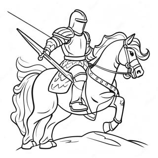 Pagina Para Colorir Do Valente Cavaleiro Em Um Cavalo 50549-11064