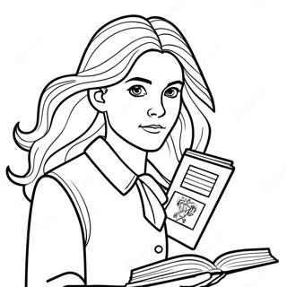 Pagina Para Colorir Hermione Granger Com Livro De Feiticos 5283-1661