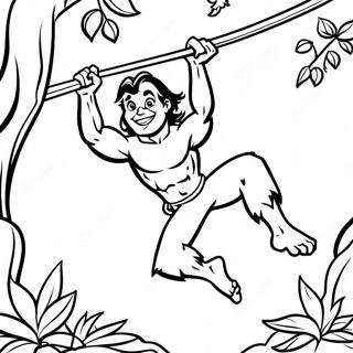 Tarzan Balancando Em Vinhas Pagina Para Colorir 54360-11890