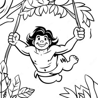 Tarzan Balancando Em Vinhas Pagina Para Colorir 54360-11891