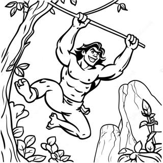 Tarzan Balancando Em Vinhas Pagina Para Colorir 54360-11892