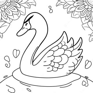 Cisne Sereno Com Flores De Lotus Pagina Para Colorir 54806-12008