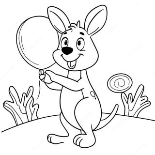 Pagina Para Colorir Do Canguru Segurando Um Balao 56009-12265