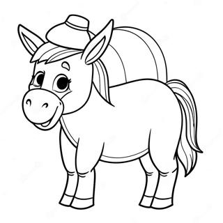 Pagina Para Colorir Do Burro De Desenho Animado Com Um Chapeu 56183-12299