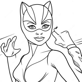 Mulher Gato Em Um Fantasia Elegante Pagina Para Colorir 56548-12370