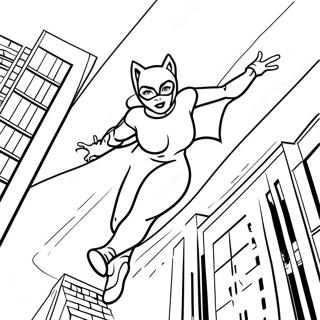 Mulher Gato Pulando De Um Predio Pagina Para Colorir 56550-12378