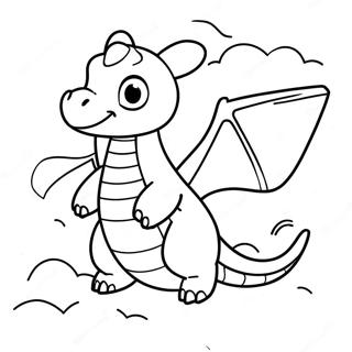 Dragaozinho Majestoso Voando Atraves Das Nuvens Pagina Para Colorir 58207-12747