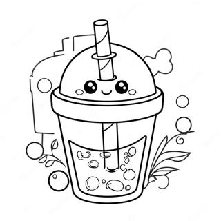 Pagina Para Colorir Da Xicara De Boba Tea Fofa 6086-703