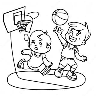 Pagina Para Colorir De Criancas Felizes Jogando Basquete 6175-571