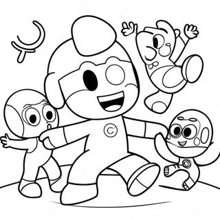 Pocoyo Dancando Com Amigos Pagina Para Colorir 63345-14025