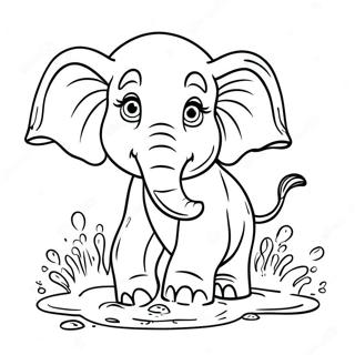 Pagina De Colorir De Elefante Majestoso Espirrando Agua 66270 14500