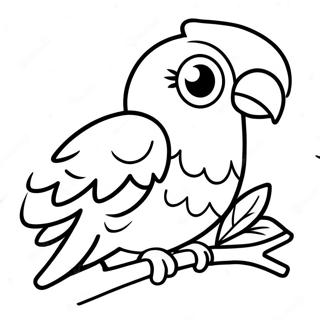 Pagina De Colorir De Papagaio Colorido Em Um Galho 66271-14503