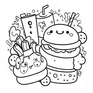 Comida Kawaii De Junk Food Páginas Para Colorir