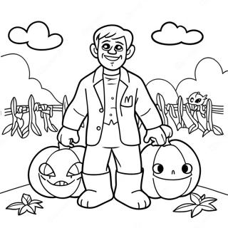 Pagina Para Colorir Do Frankenstein Amigavel Em Um Campo De Aboboras 72060 15904