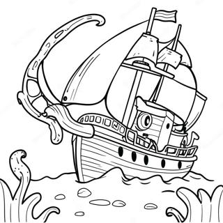 Pagina Para Colorir Do Kraken Adolescente Aventureiro Explorando Um Naufragio 72752-16440