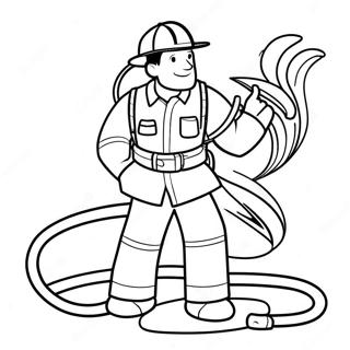 Bombeiro Corajoso Com Mangueira Pagina Para Colorir 73292-16850