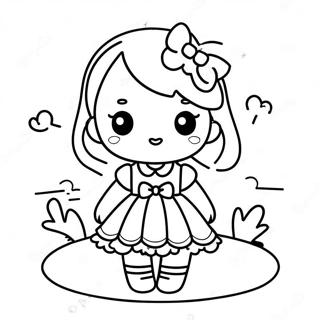 Pagina Para Colorir De Menina Kawaii Em Um Vestido 73471-16996