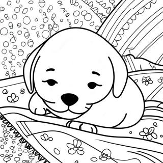 Pagina Para Colorir De Cachorro Sonolento Em Um Cobertor 73524-17041