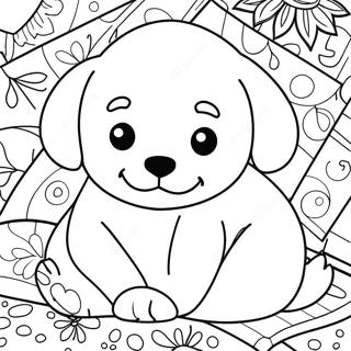 Pagina Para Colorir De Cachorro Sonolento Em Um Cobertor 73524-17044