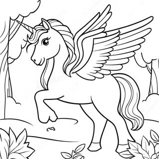 Pagina Para Colorir De Pegaso Fantastico Em Uma Floresta Magica 74115 17501