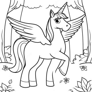 Pagina Para Colorir De Pegaso Fantastico Em Uma Floresta Magica 74115 17503