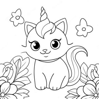 Pagina Para Colorir Gatinho Unicornio Adoravel Com Flores 74652-17922