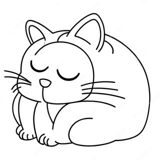 Pagina Para Colorir Do Gato De Desenho Animado Sonolento Dormindo 74755-18004