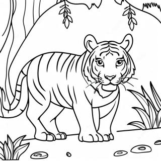 Tigre Feroz Espreitando Na Selva Pagina Para Colorir 75115-18282