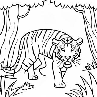 Tigre Feroz Espreitando Na Selva Pagina Para Colorir 75115-18283